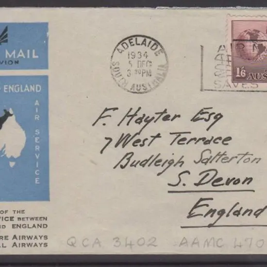 1934 (9-10th Dec) Australia to England Qantas & ...