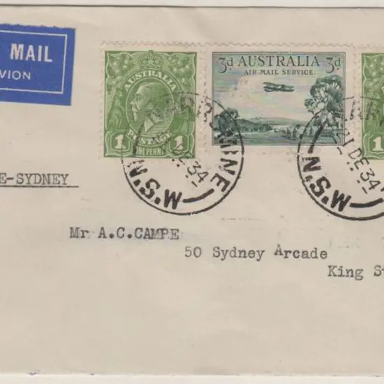 1934 (21st Dec) Narromine to Sydney by New England ...