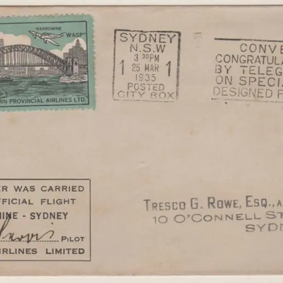 1935 (25th March) ditto but with WASP SHB ...