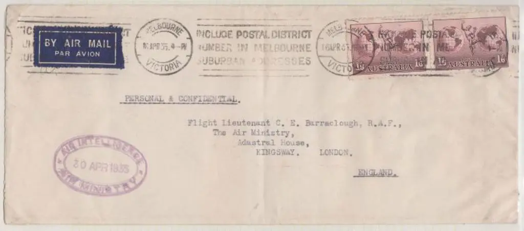 1935 (17th April) Australia to London via ... Image 1++