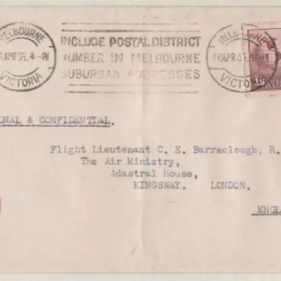 1935 (17th April) Australia to London via ...
