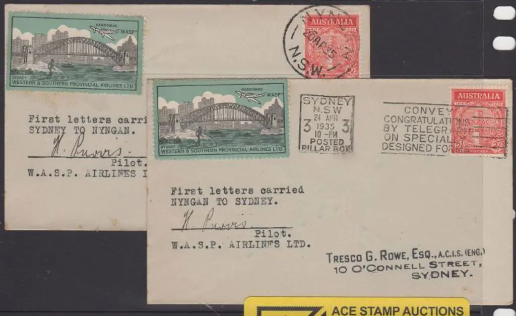 1935 (24th April) Nyngan to Sydney & return covers ... Image 1++