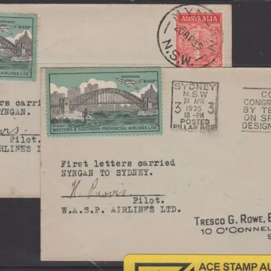 1935 (24th April) Nyngan to Sydney & return covers ...
