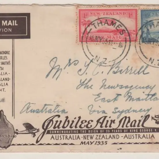 1935 (18th May) New Zealand to Australia Kingsford ...