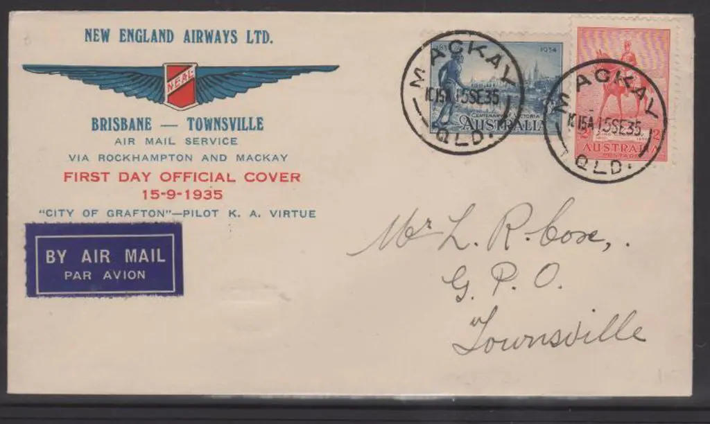 1935 (15th Sept) MacKay to Townsville commem cover ... Image 1++