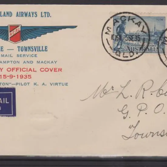 1935 (15th Sept) MacKay to Townsville commem cover ...