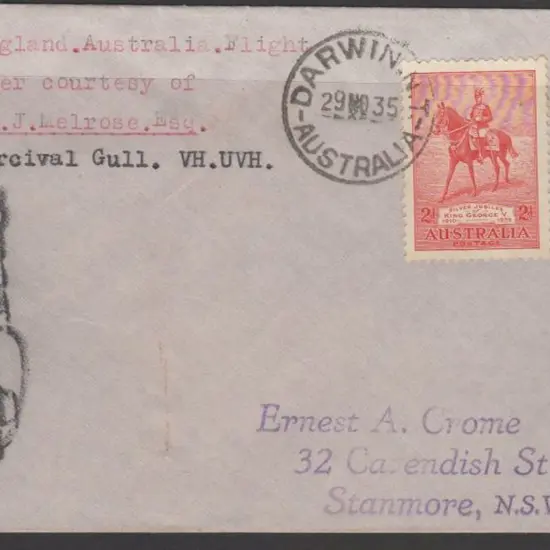 1935 (29th Nov) England to Australia by C Melrose ...