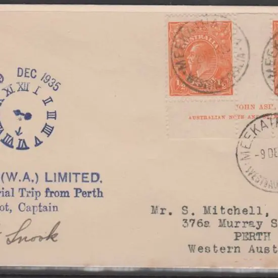 1935 (9th Dec) Meekatharra to Perth by W.A.A. ...