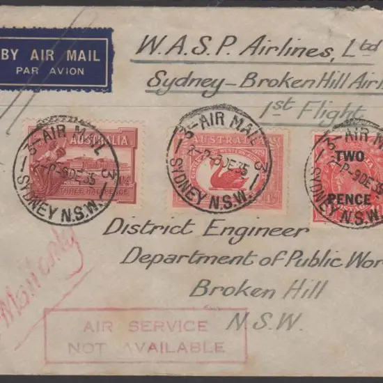 1935 12-17th Dec) Sydney to Broken Hill WASP ...