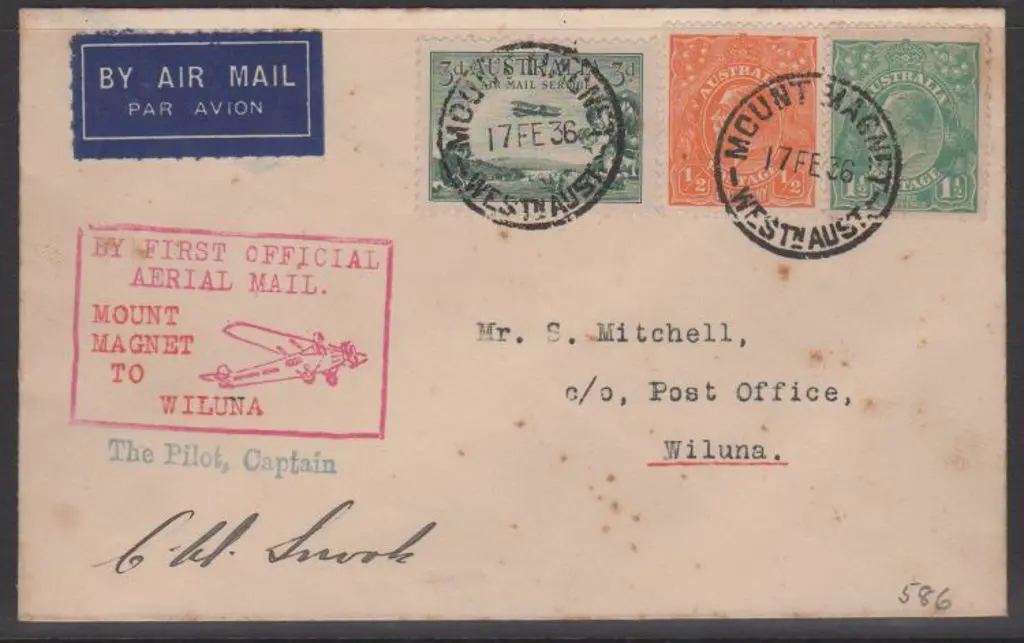 1936 (17th Feb) Mount Magnet to Wiluna with ½d ... Image 1++