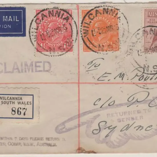 1936 (27th March) ditto but return leg. Registered ...
