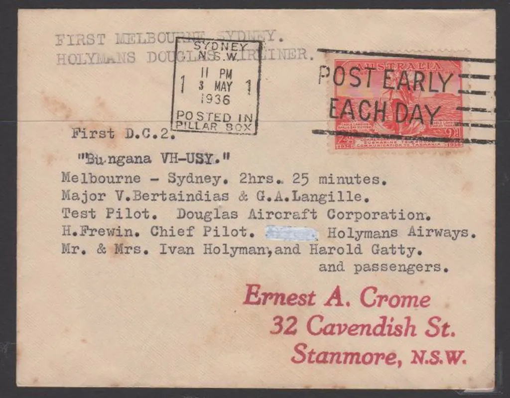 1936 (28th April) Melbourne to Sydney DC2 ... Image 1++