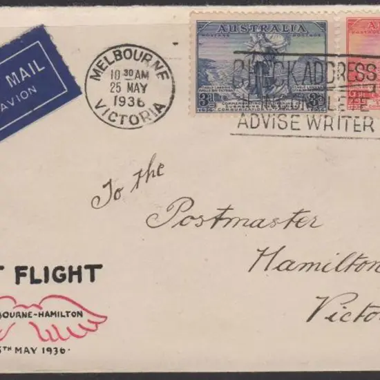 1936 (25th May) Melbourne to Hamilton Ansett ...