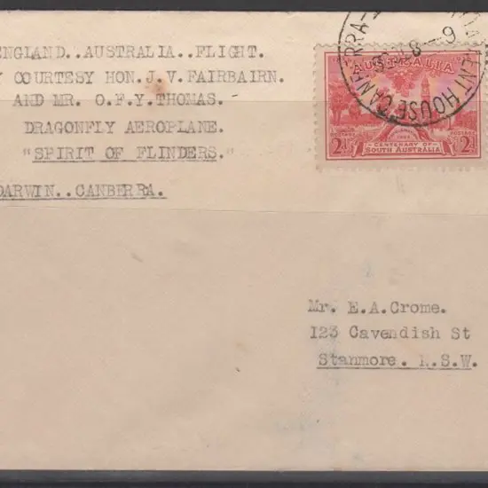 1936 (14th Sept) Darwin to Canberra by Fairburn & ...