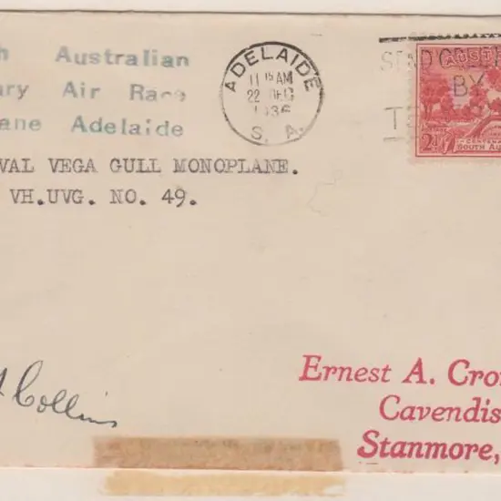 1936 (16th Dec) South Australian Centenary Air ...