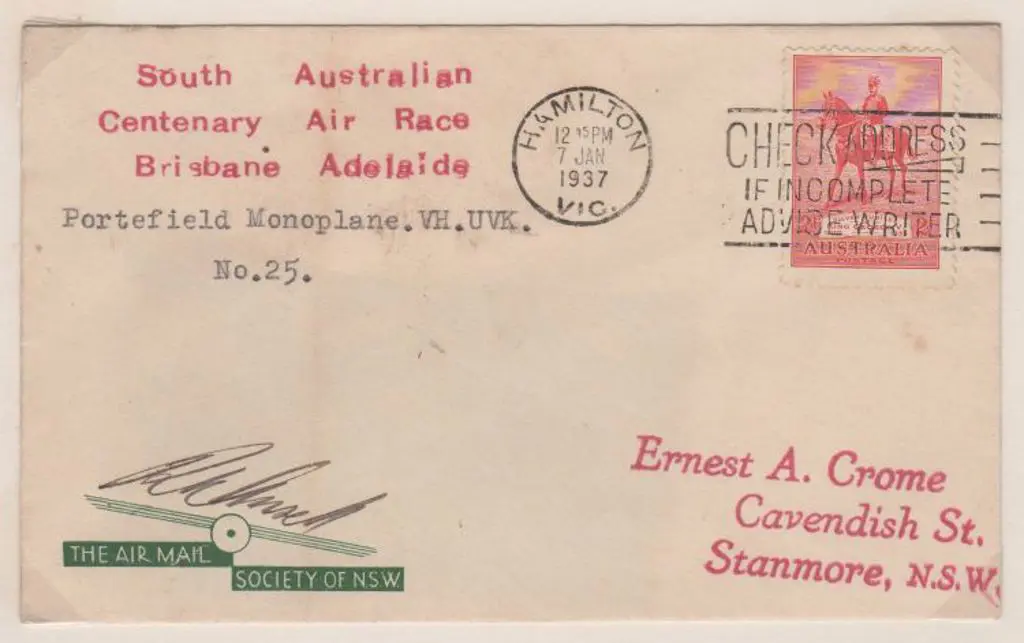 1936 (16th Dec) South Australian Centenary Air ... Image 1++