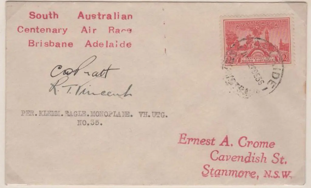 1936 (16th Dec) South Australian Centenary Air ... Image 1++