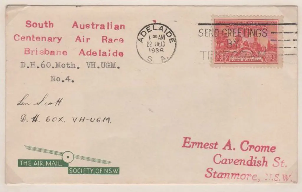 1936 (16th Dec) South Australian Centenary Air ... Image 1++