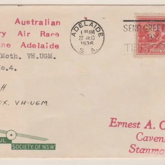 1936 (16th Dec) South Australian Centenary Air ...