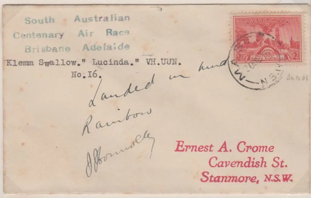 1936 (16th Dec) South Australian Centenary Air ... Image 1++