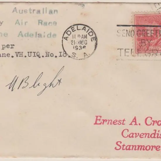 1936 (16th Dec) South Australian Centenary Air ...