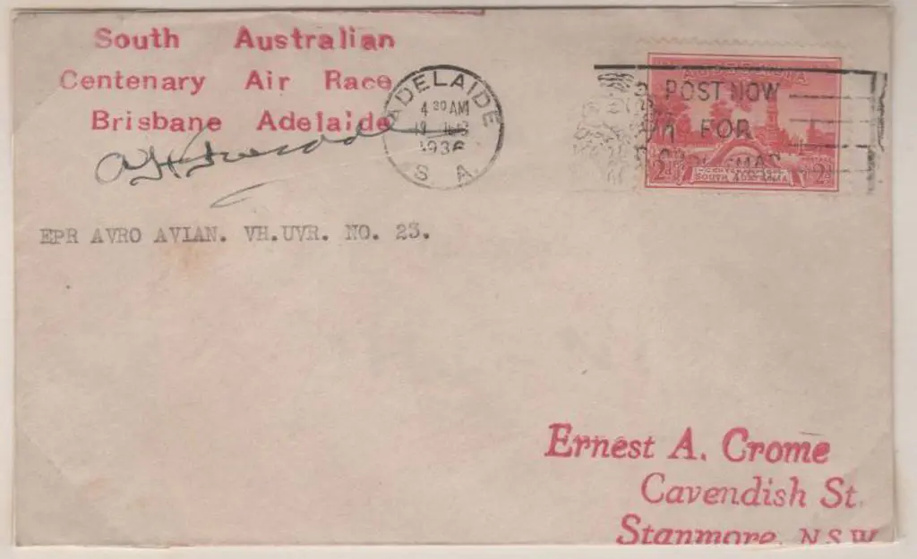 1936 (16th Dec) South Australian Centenary Air ... Image 1++