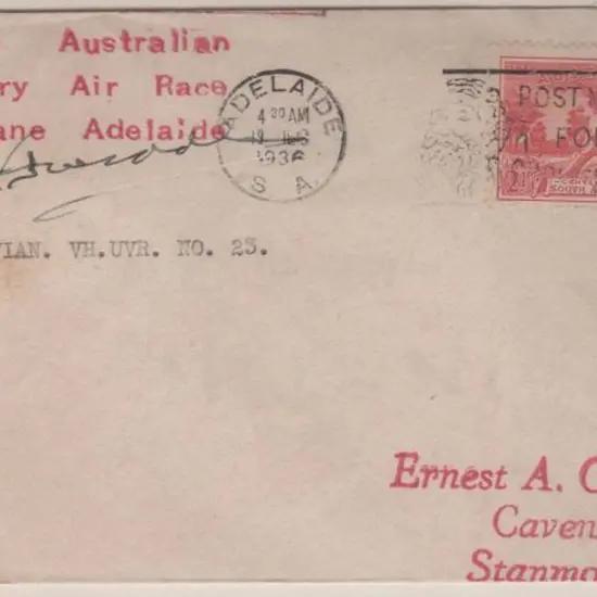 1936 (16th Dec) South Australian Centenary Air ...