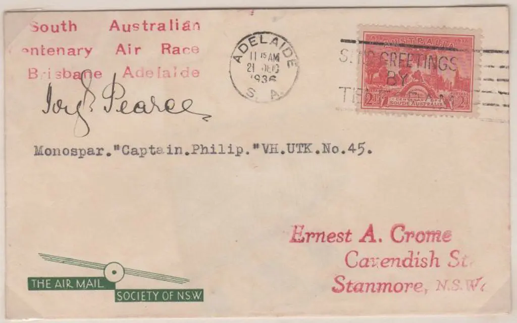 1936 (16th Dec) South Australian Centenary Air ... Image 1++