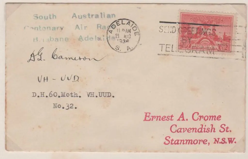 1936 (16th Dec) South Australian Centenary Air ... Image 1++