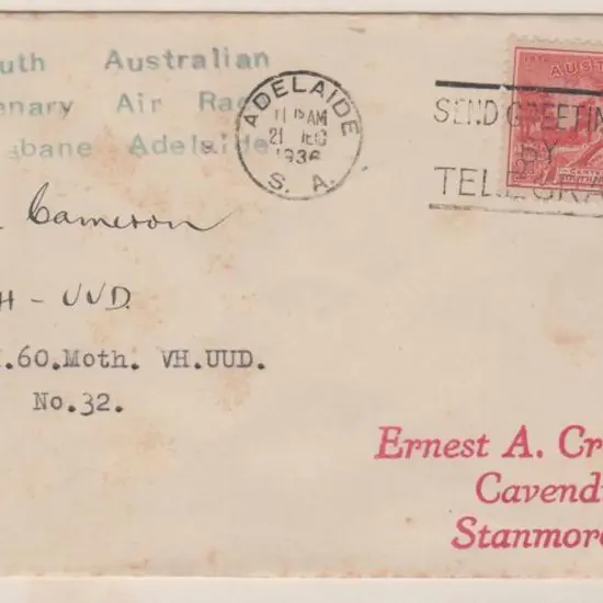 1936 (16th Dec) South Australian Centenary Air ...