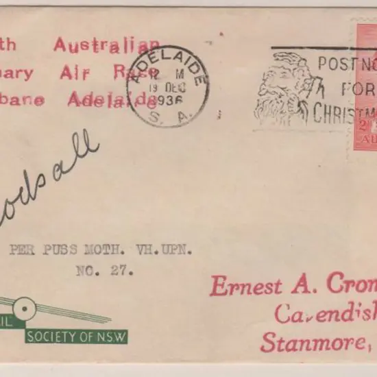 1936 (16th Dec) South Australian Centenary Air ...