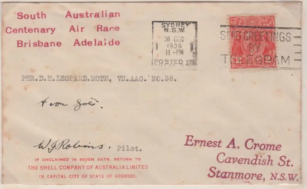 1936 (16th Dec) South Australian Centenary Air ... Image 1++