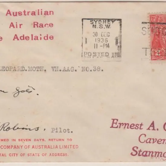 1936 (16th Dec) South Australian Centenary Air ...