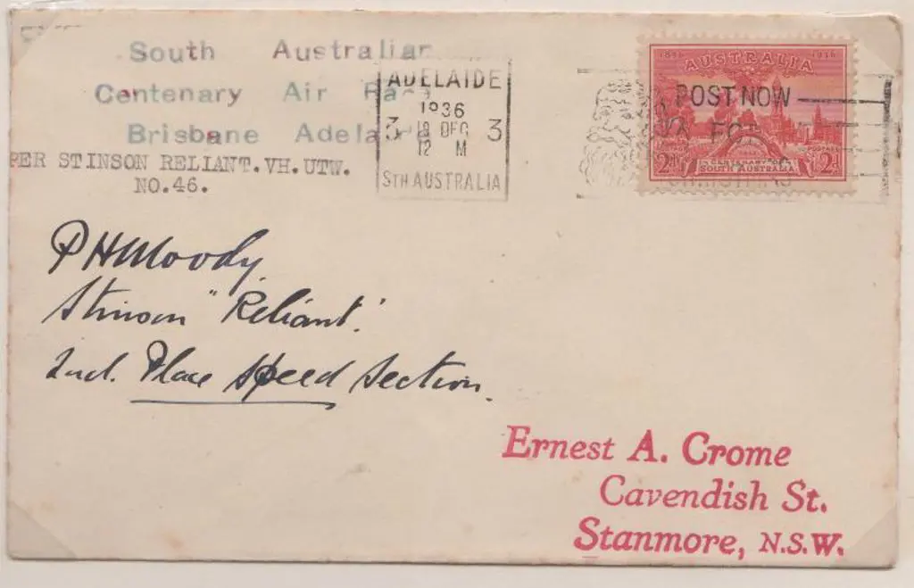 1936 (16th Dec) South Australian Centenary Air ... Image 1++