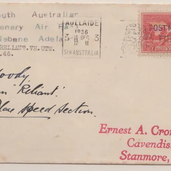 1936 (16th Dec) South Australian Centenary Air ...
