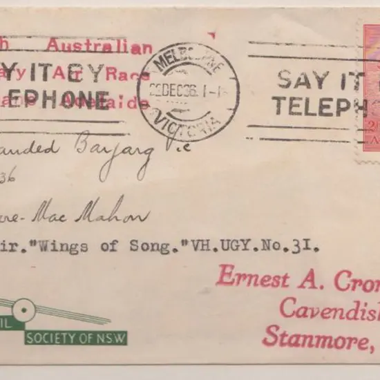 1936 (16th Dec) South Australian Centenary Air ...