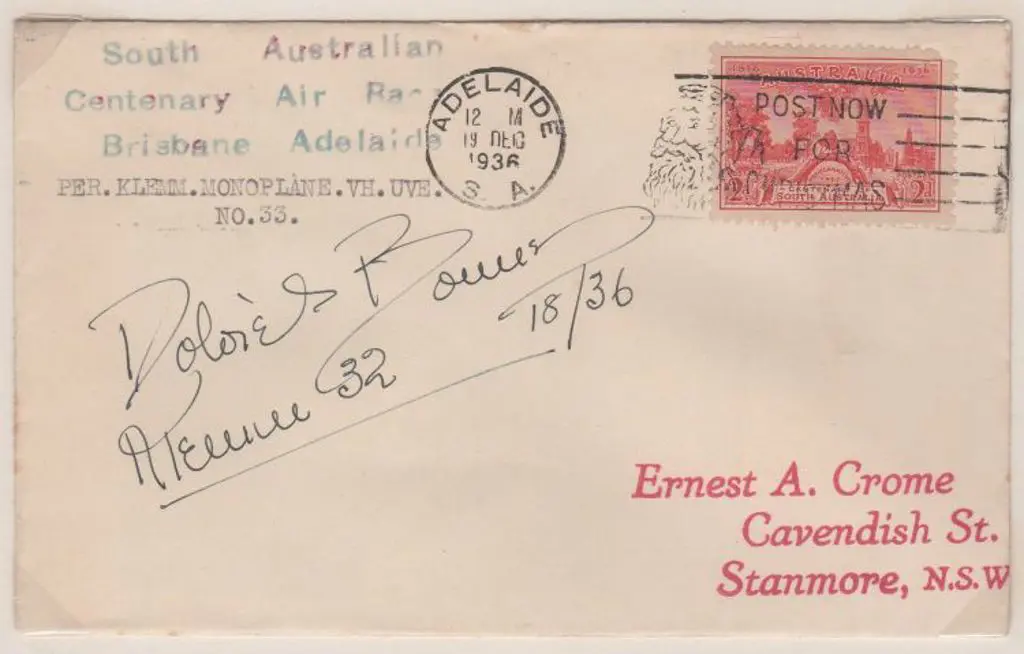 1936 (16th Dec) South Australian Centenary Air ... Image 1++