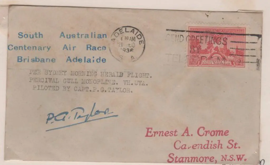1936 (16th Dec) South Australian Centenary Air ... Image 1++