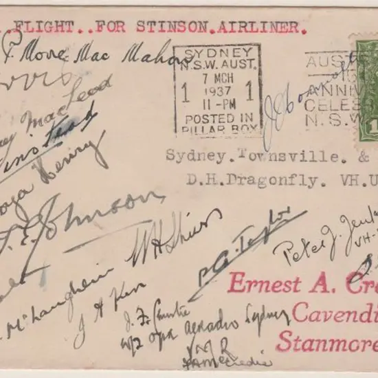 1937 (7th March) Sydney to Townsville & return ...