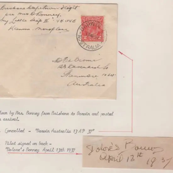 1937 (9th April) ditto but Brisbane to Darwin ...