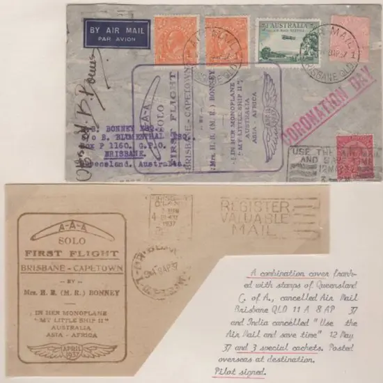 1937 (9th April) ditto but Brisbane to New Deli ...