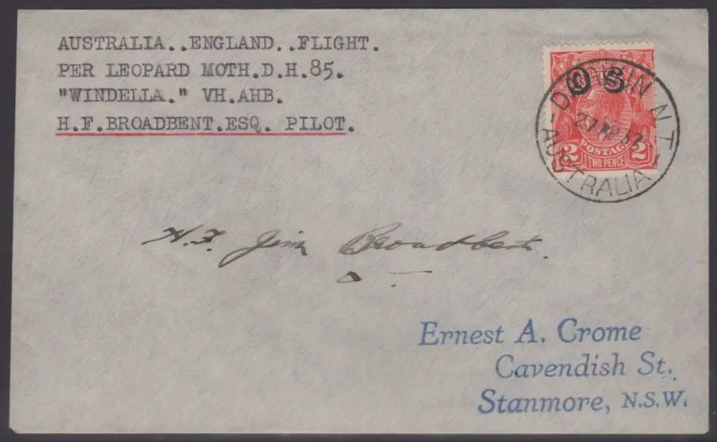 1937 (27th April) Australia to England Broadbent ... Image 1++