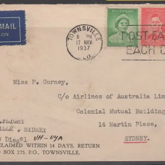 1937 (18th May) Townsville to Sydney internal ...