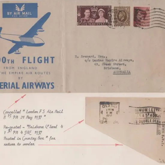 1937 (21st May) England to Australia Imperial ...