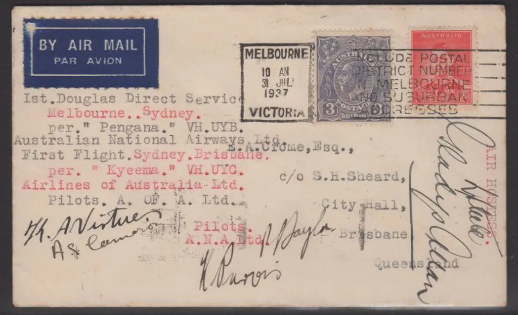 1937 (2nd Aug) ditto but return flight Sydney to ... Image 1++