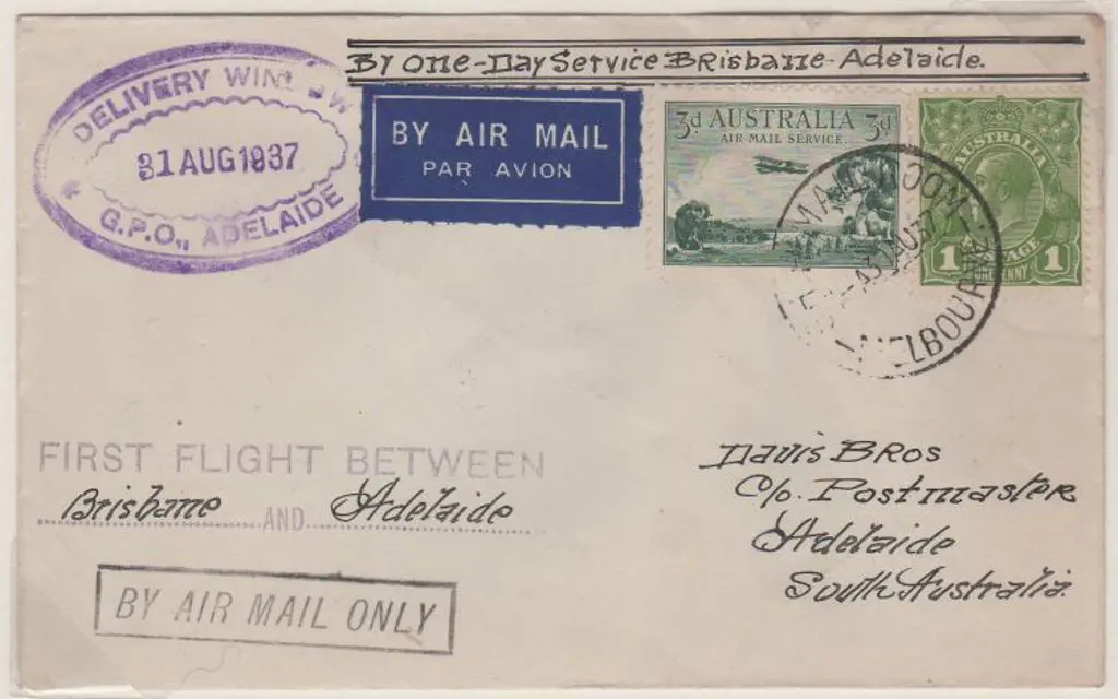 1937 (30th Aug) Brisbane to Adelaide first one-day ... Image 1++