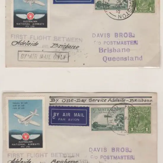 1937 (30th Aug) ditto but the Adelaide to Brisbane ...