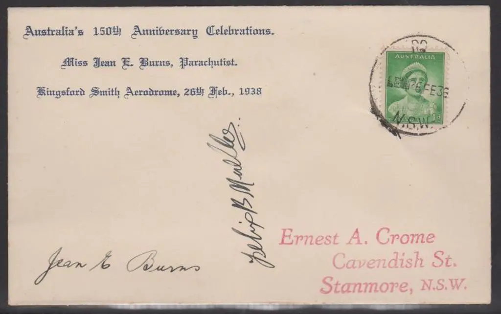1938 (26th Feb) Sydney parachute mail dropped by ... Image 1++