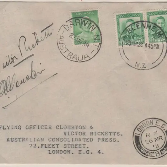1938 (18th April) Australia to England solo record ...