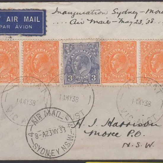 1938 (23rd May) Sydney to Moree cover with ½d x 4 ...